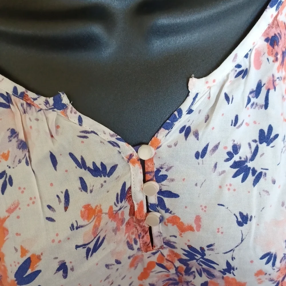 Old Navy Floral tunic, cream, orange, blue pink